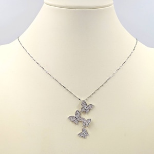925 Pave CZ Four Butterfly Necklace; Lariat Butterfly Necklace; CZ Drop Butterfly Necklace; 925 Sterling Silver Butterfies, Infinity Close