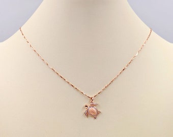 Turtle Rose Gold Tone Charm With Inset Pink Seaglass GC247 Turtle Rose Gold Tone Charm With Inset Pink Seaglass GC247