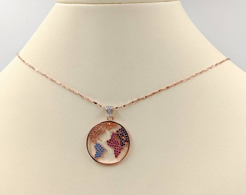 Rose gold world necklace shop