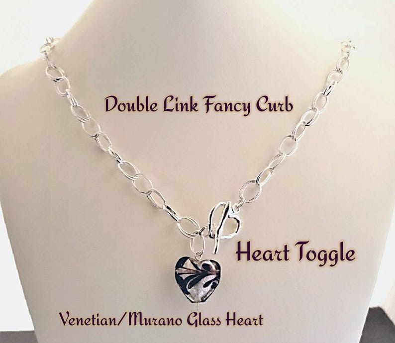 Sterling Silver Fancy Double Link Chain Necklace With Etsy