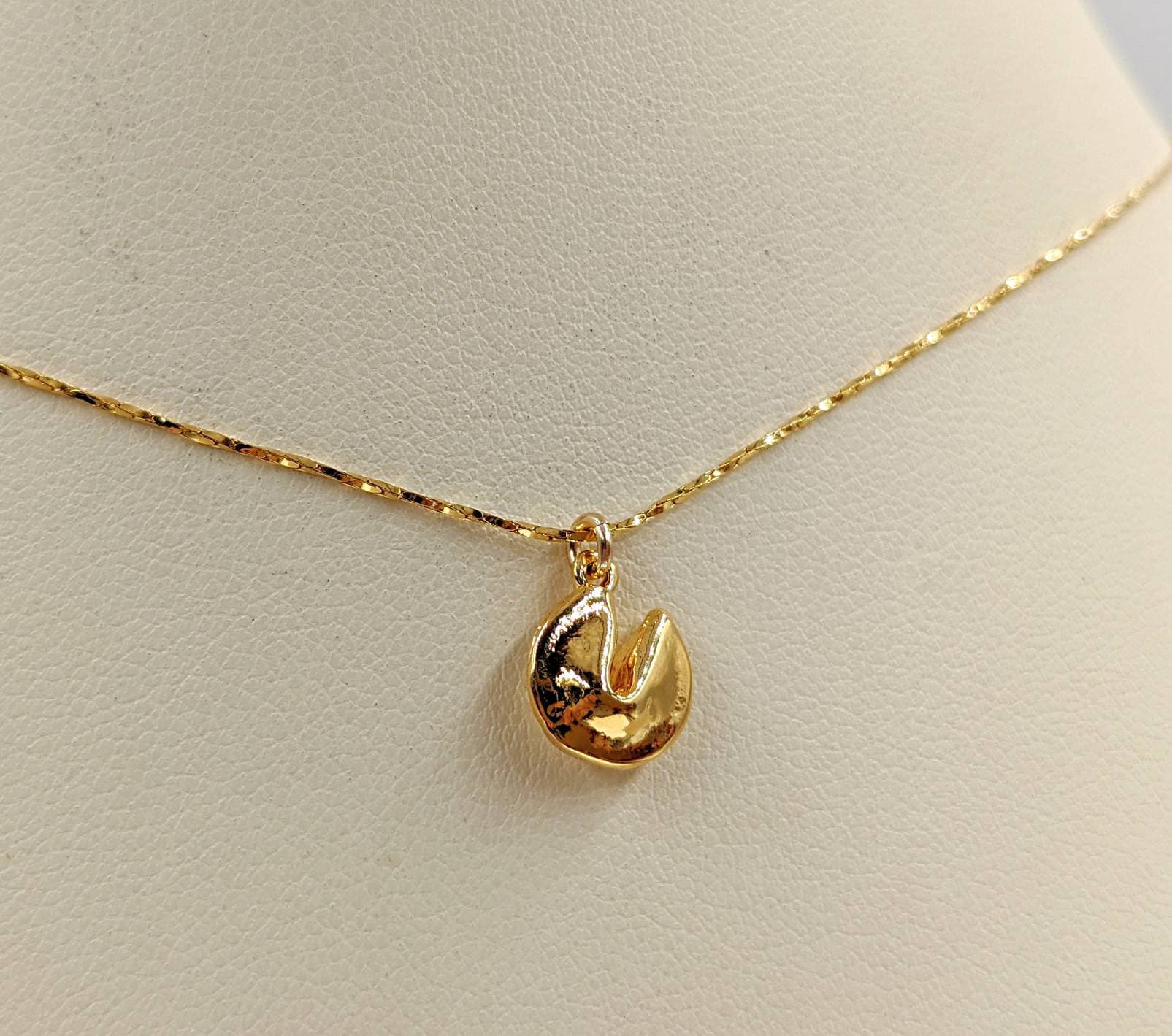Small Fortune Cookie Necklace Sterling Silver & Gold Fortune Etsy