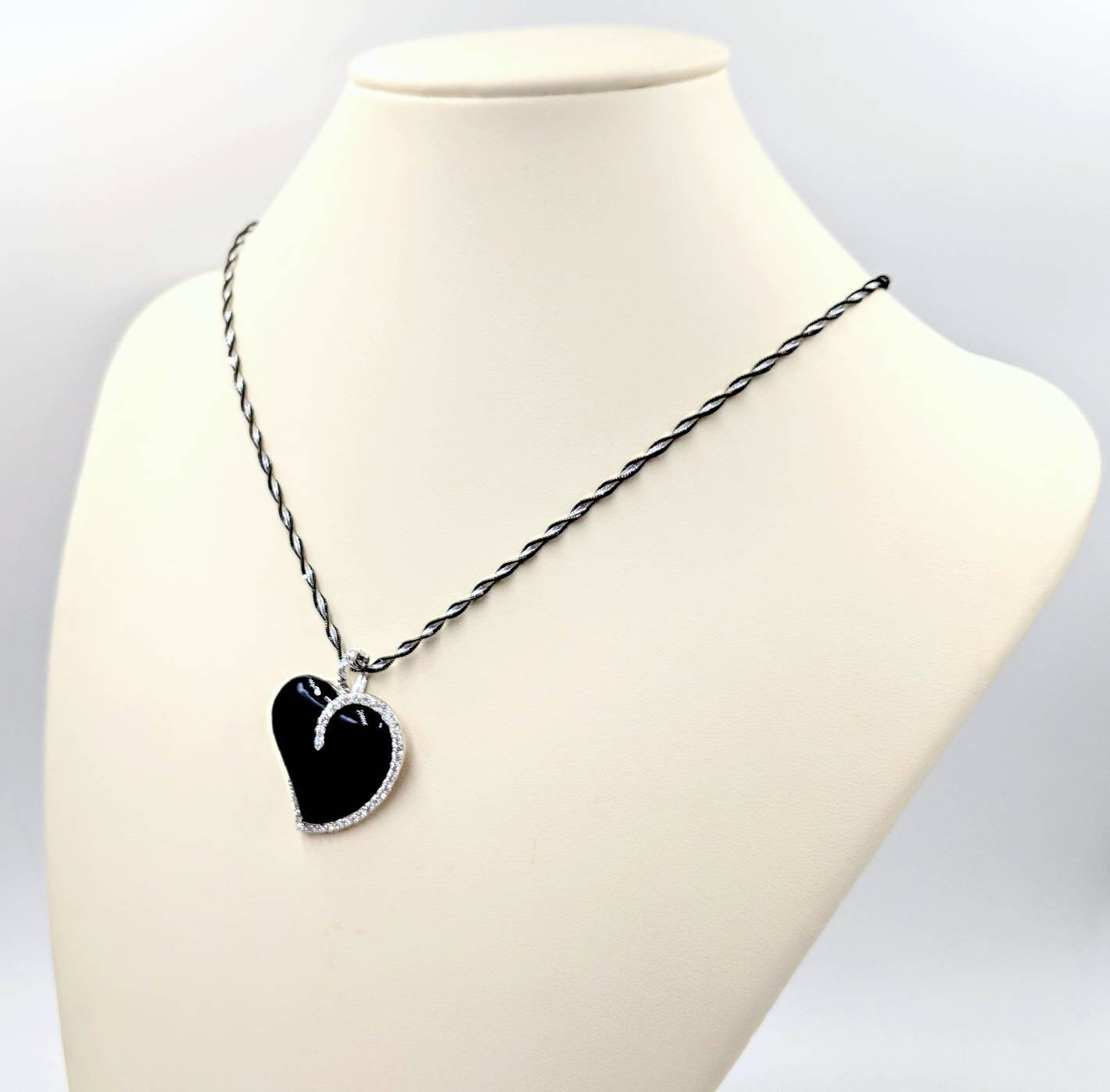 ★ROSEMONT★ Silver Black Onyx Necklace La Vie En Rose RC24B Hexagon-Cut Black Onyx Necklace Sterling Silver 18” | Kay