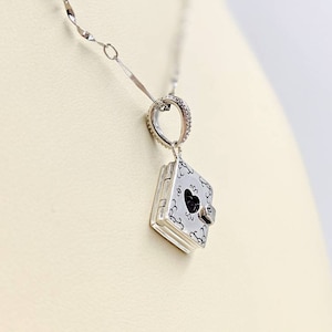 925 Book Locket Love Letter Necklace; Secret Love Note; Necklace w Hidden Love Message; Book Necklace; Book Pendant; Book, Infinity Close