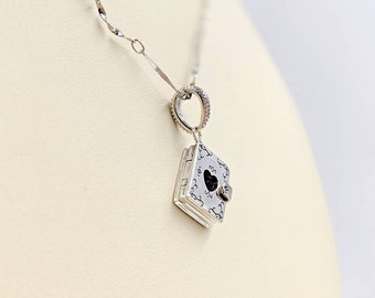 925 Book Locket Love Letter Necklace; Secret Love Note; Necklace w Hidden Love Message; Book Necklace; Book Pendant; Book, Infinity Close