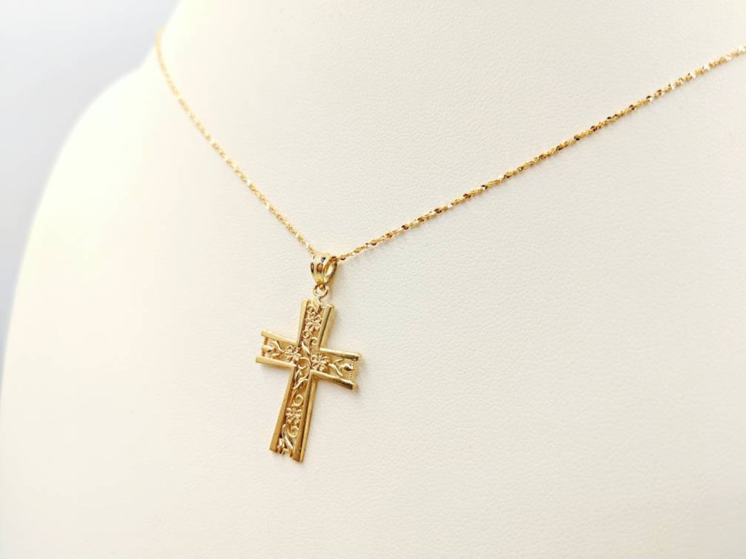 Gold Cross Necklace Gold Plated 925 Sterling Silver Filigree - Etsy