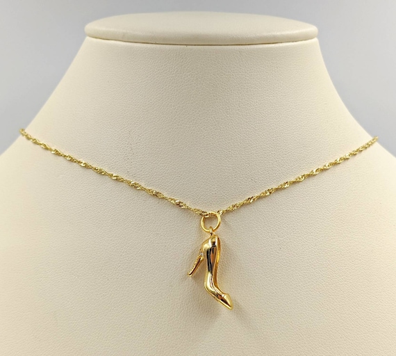 925 Pave Gold High Heel Necklace Sterling Chain Necklace With Gold Pump High Heel Gold Shoe Necklace Gold Pump Stiletto Infinity Close Etsy Canada