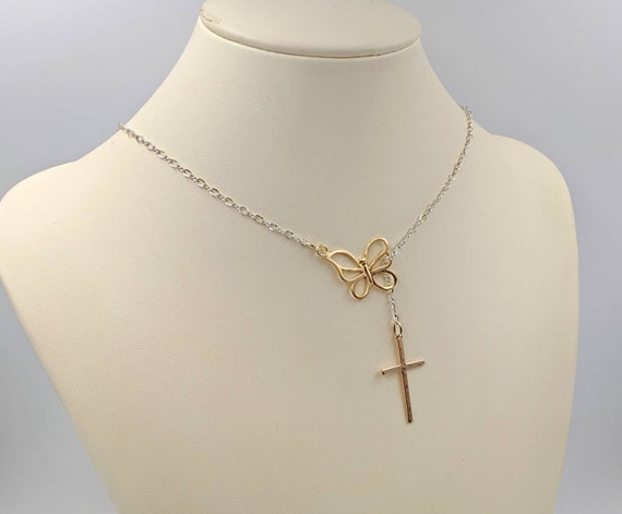 Two Tone Sterling Infinity Lariat 