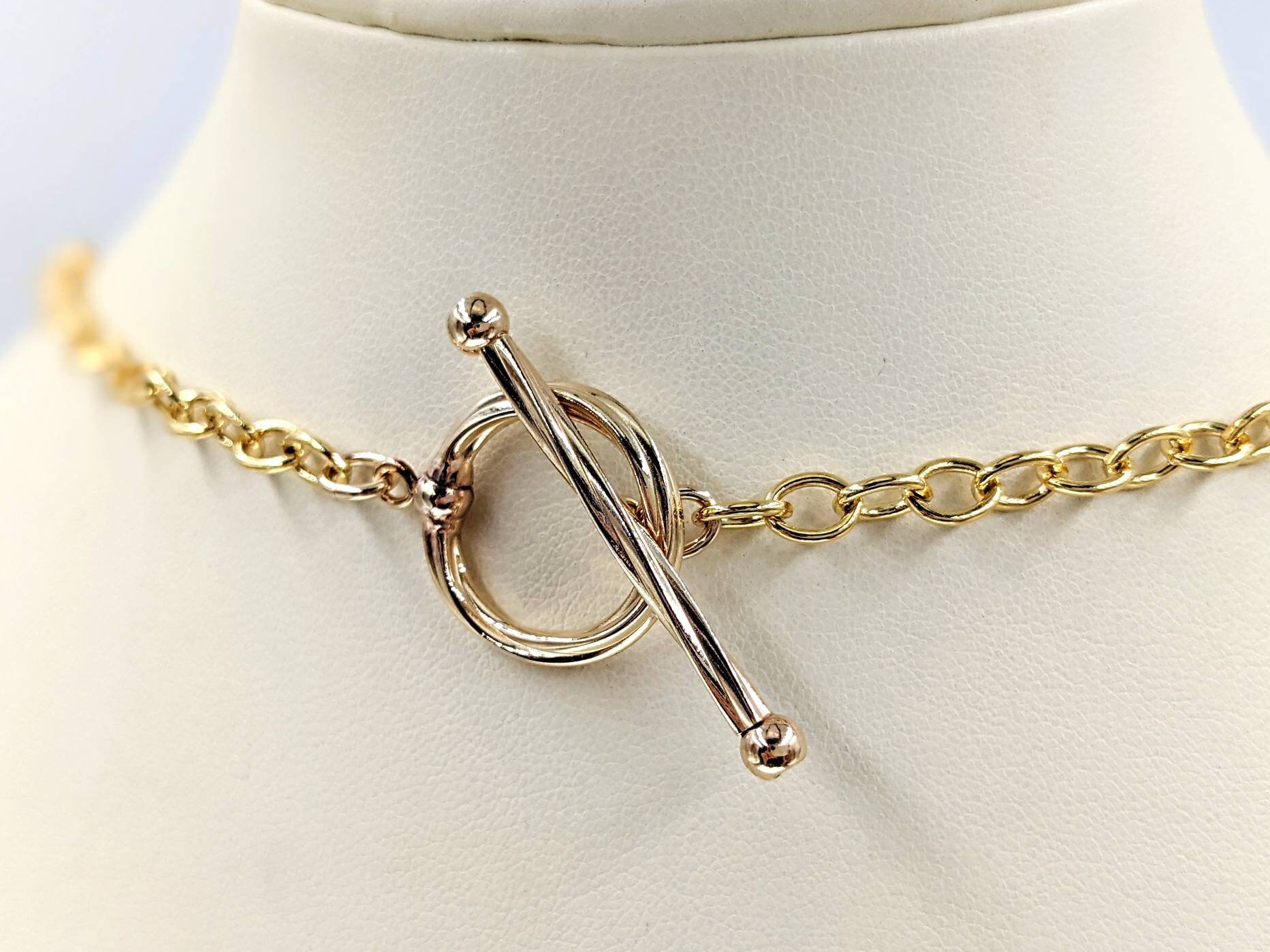 Gold Toggle Necklace Front Clasp Toggle 
