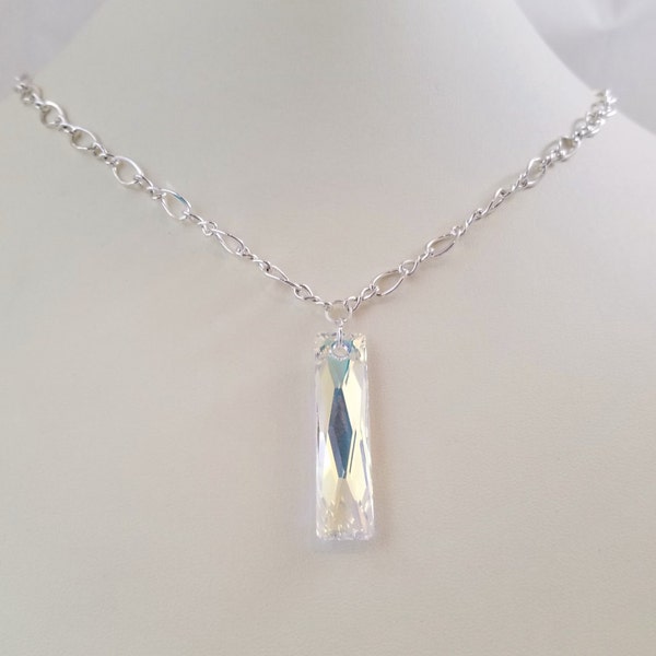 Swarovski Crystal Clear Multi Color Queen Pendant Necklace on Sterling Silver Infinity Chain with Sterling Infinity Link & Clasp Closure