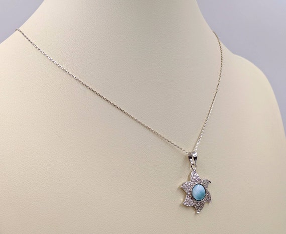 Pavé Larimar Sun Pendant Pavé Larimar Sun Pendant