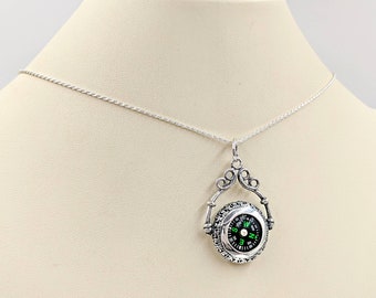 925 Victorian Compass Necklace; 925 Real Compass; Working Compass; Graduate Gift Compass; Victorian Style Graduation Gift, Infinity Close