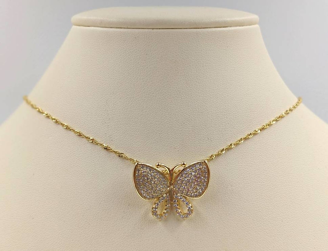 925 Gold Butterfly Necklace Sterling Silver Gold Butterfly Necklace W