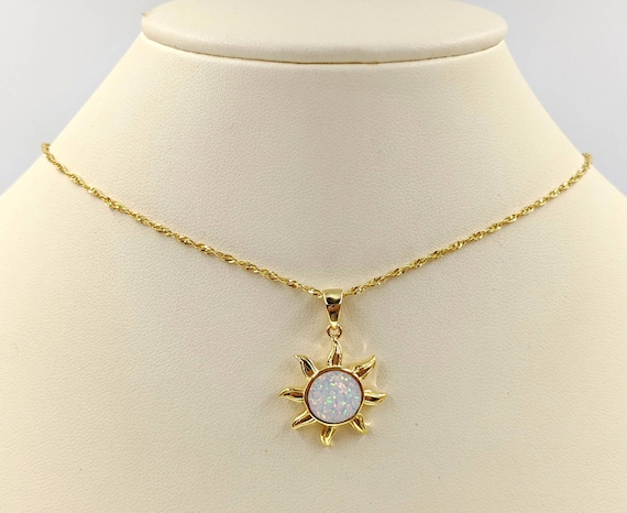 その他 Own Light Necklace (#Silver925) (Gold) Opal Sun Pendant Necklace; 925 and Gold Square Snake Chain W