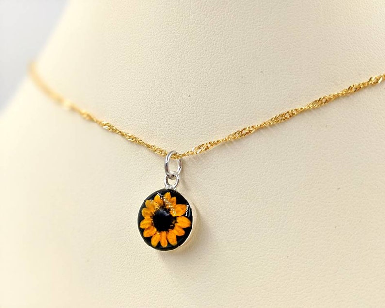 Sterling Silver Sunflower Necklace Real Sunflower 925 Real Etsy