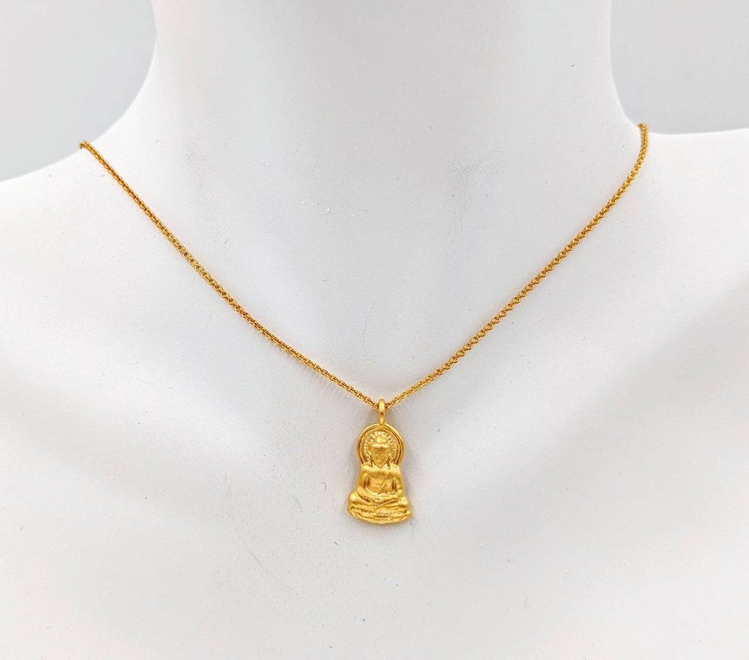 24K Gold Vermeil Buddha; 925 Buddha Necklace; Small Gold