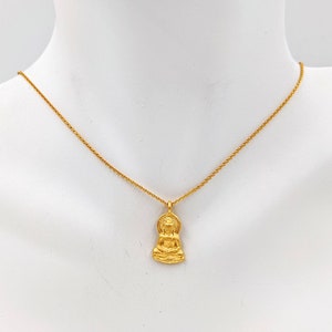 24K Gold Vermeil Buddha; 925 Buddha Necklace; Small Gold Buddha Necklace; Gold Buddha Pendant; Gold Buddha Charm, Infinity Close