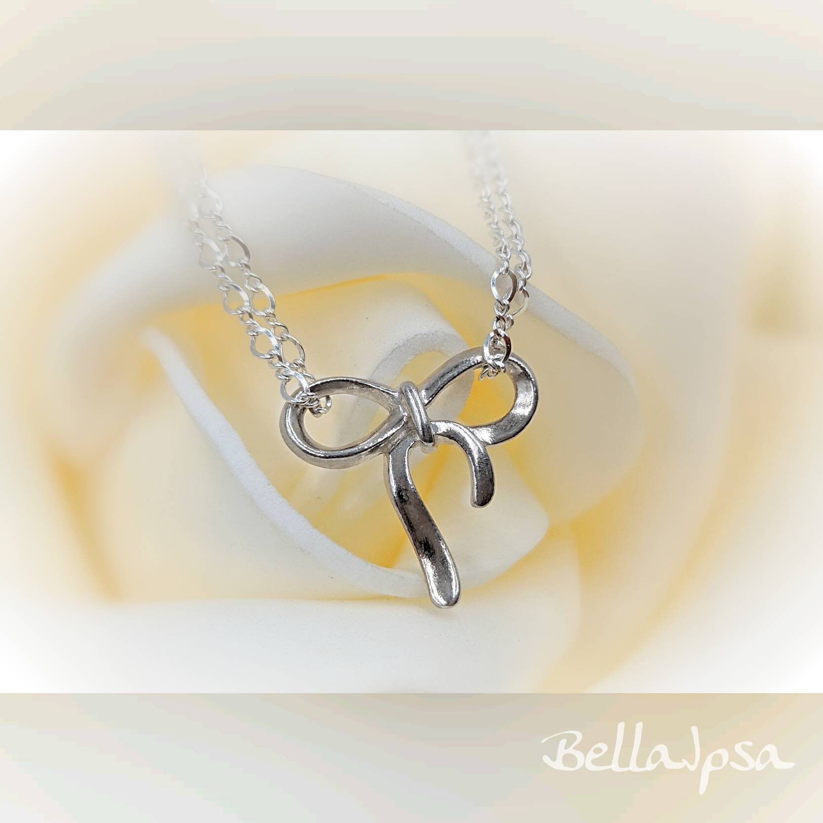 ネックレス・ペンダント French Bow Two Way Necklace Double Chain With Silver Bow; 925 Bow Necklace; Necklace