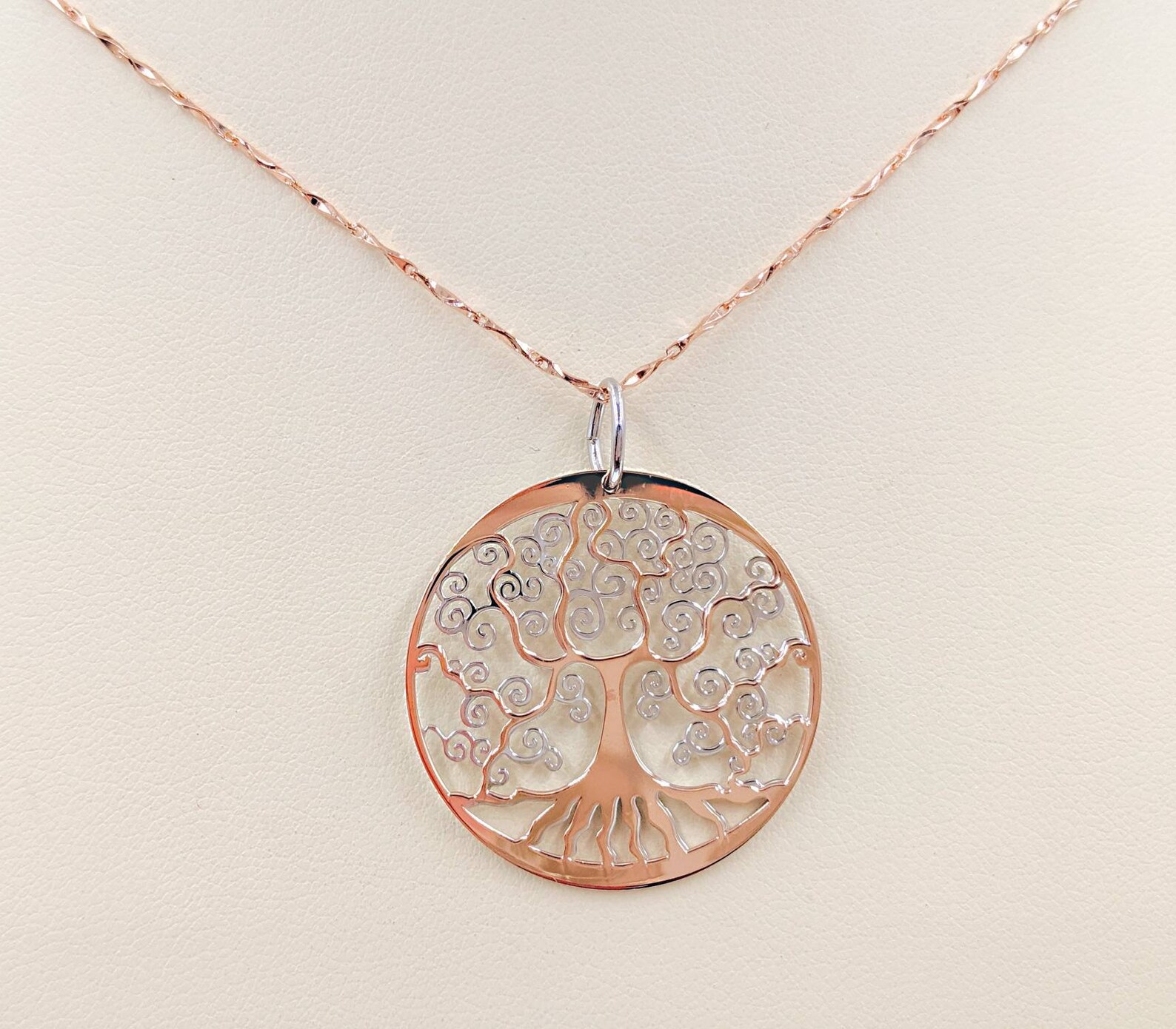 14K Rose Gold Plated Tree of Life Necklace; 925 Sterling and Rose ...