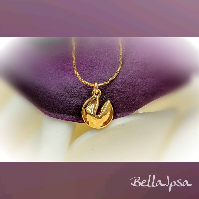 Small Fortune Cookie Necklace Sterling Silver & Gold Fortune Etsy