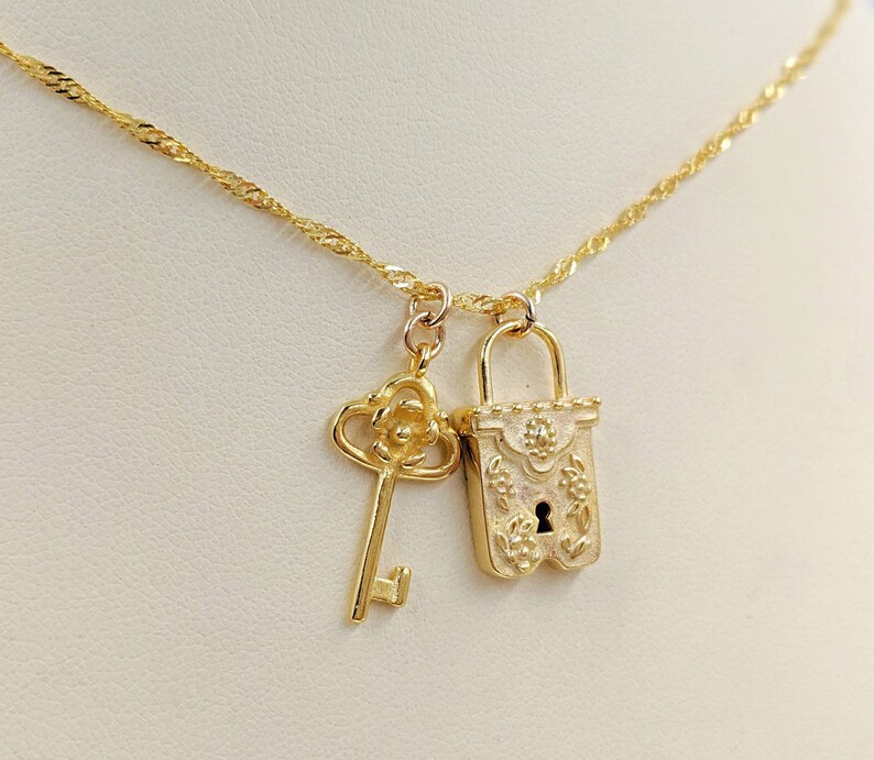 Gold Victorian Lock and Key Necklace 925 Lock & Key Necklace Etsy