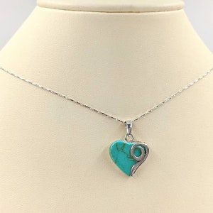 925 Türkis Herz Halskette; Sterling Silber Türkis Herz Anhänger; Türkis Herz Halskette; Türkises Herz, Free Ship & Infinity Schließen