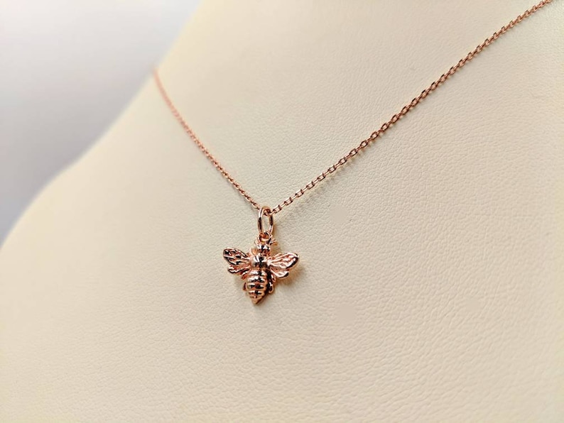 Jewels Obsession Bee Necklace 14K Rose Gold-plated 925 Silver Bee Pendant with 16 Necklace