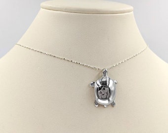 Sea Turtle Necklace; 925 Sterling Silver Turtle Necklace; Hanging Sea Turtle Necklace and Sterling Infinity Clasp Close, Easy On & Free Ship