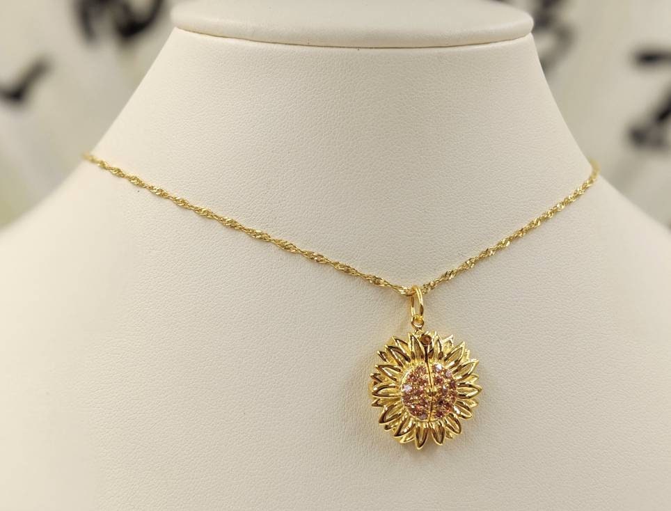 GARNI×りょう in my.in your Necklace Hidden Message You Are My Sunshine Gold Sunflower Necklace