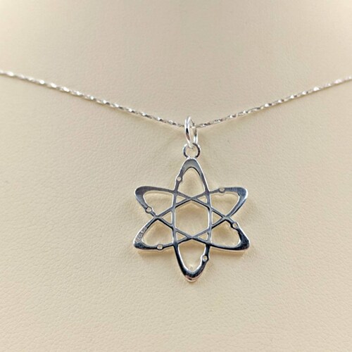 Silver shops Atom Necklace; 925 Atom; Silver Atom; Sterling Silver Atom Necklace; Nuclear Power Necklace; Necklace with Atom, Infinity Close
