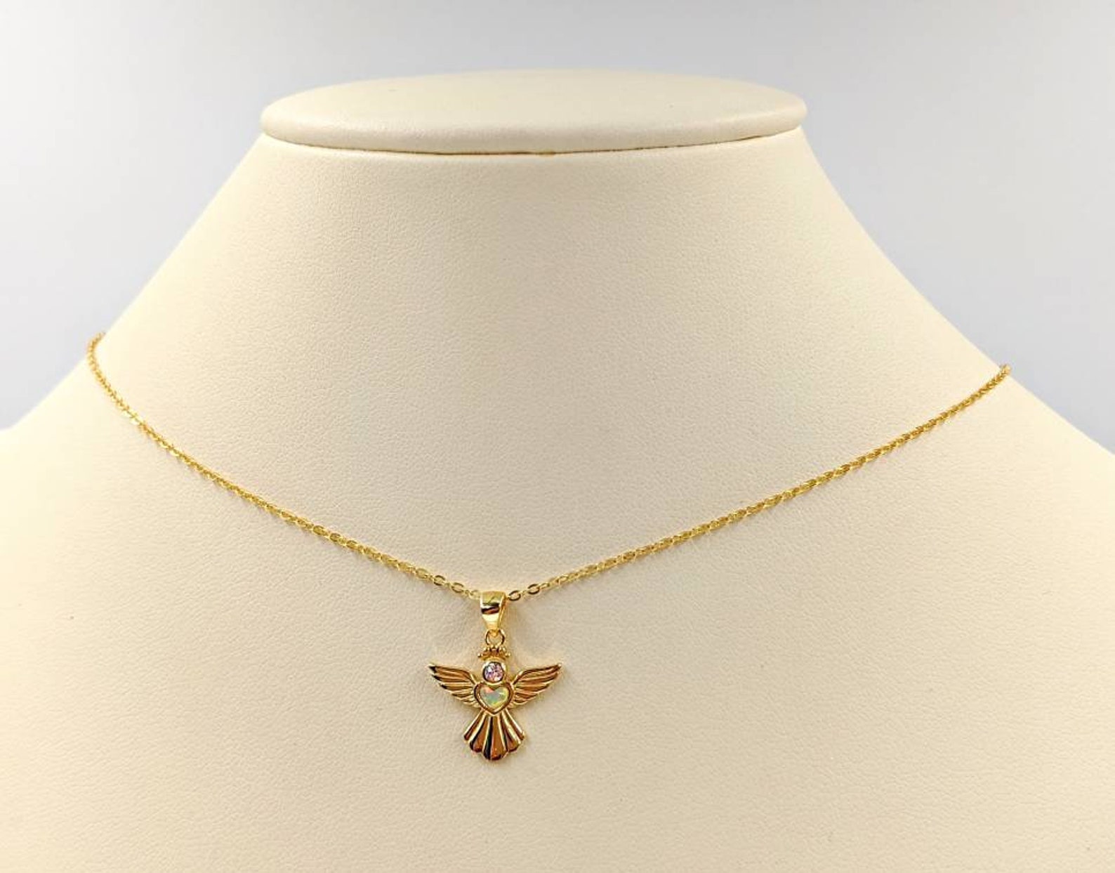 Gold and Opal Angel Pendant Necklace Opal Angel 925 Gold - Etsy