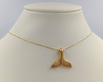 Gold Vermeil Whales Tail Necklace; Necklace with Dolphin Tail; Mermaid Tail; 925 Sterling Gold Whales Tail; Gold Whales Tail, Infinity Close