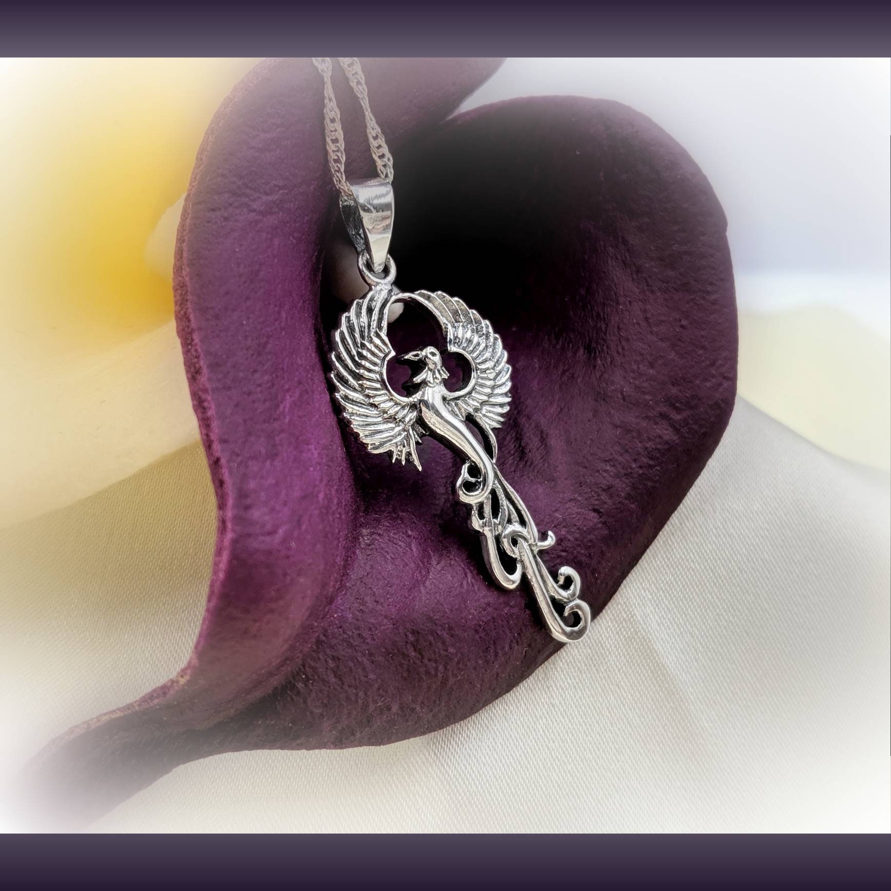 シルバー フェニックス ネックレス、925 スターリング シルバー