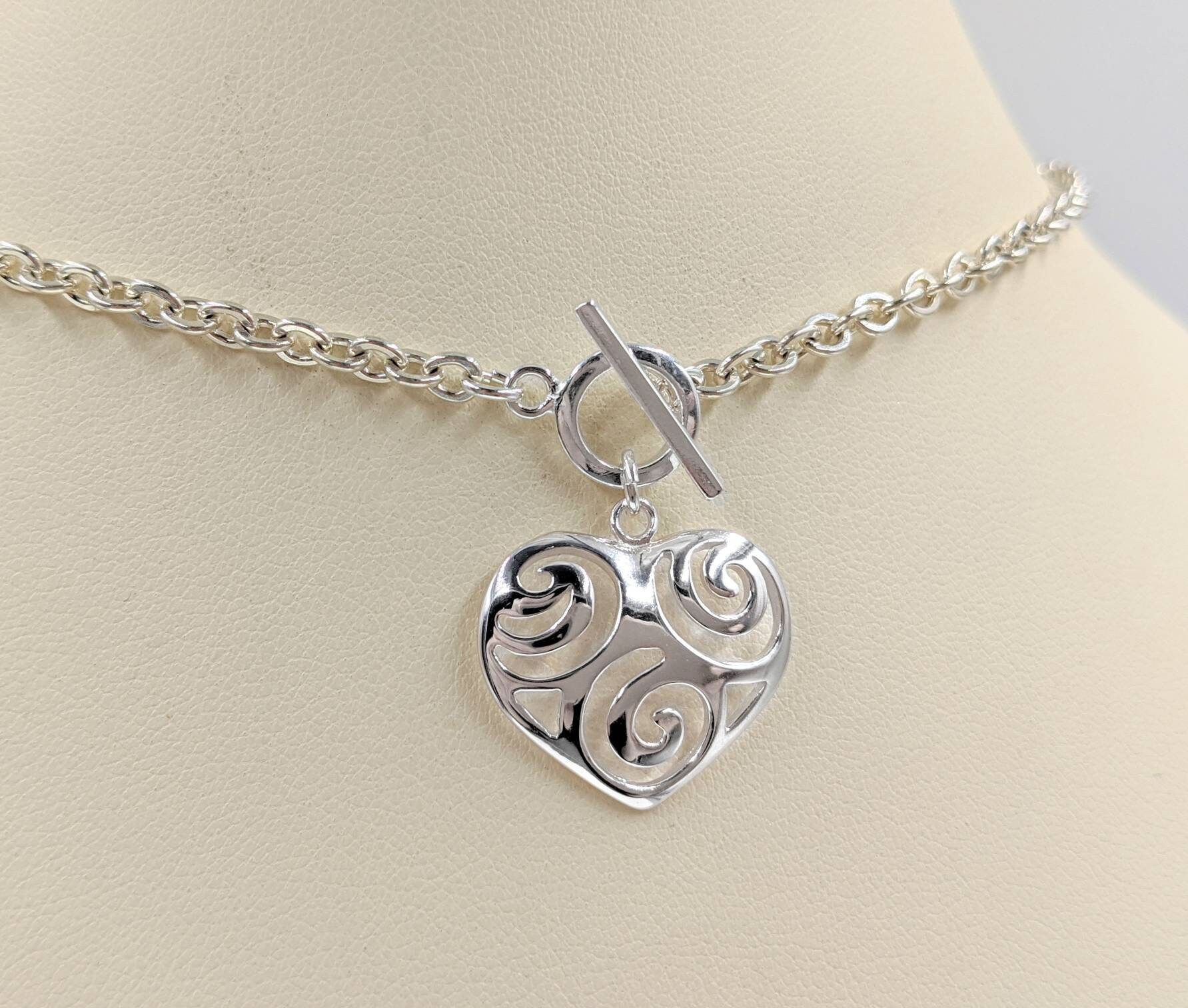 925 Sterling Silver Heart Toggle Clasp Necklace main image 1