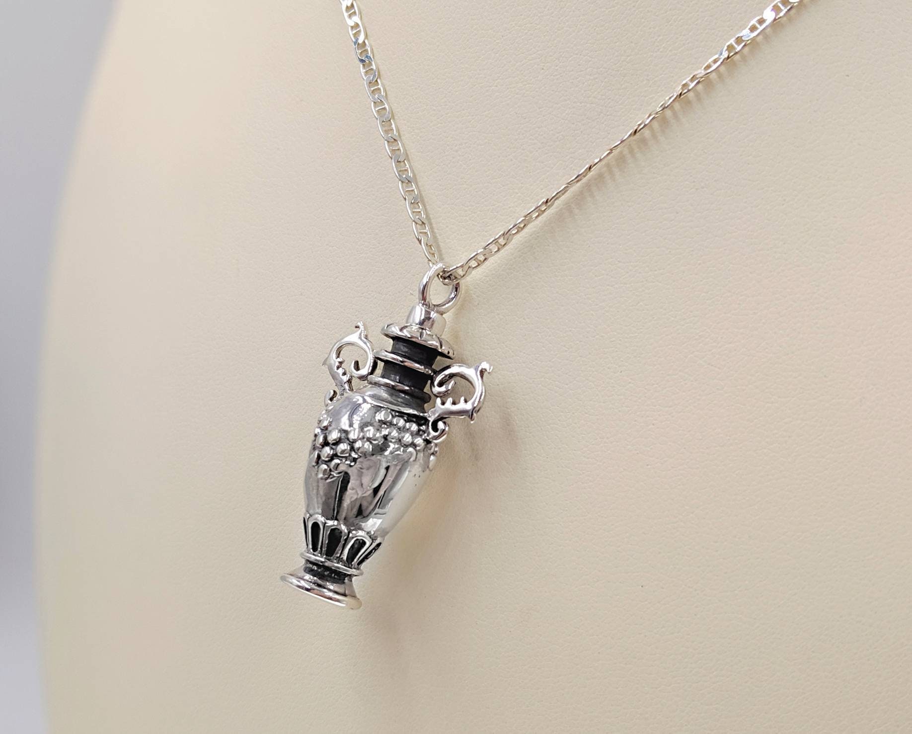 925 Silver Perfume Ash Oil Container Necklace Miniature Oil Etsy