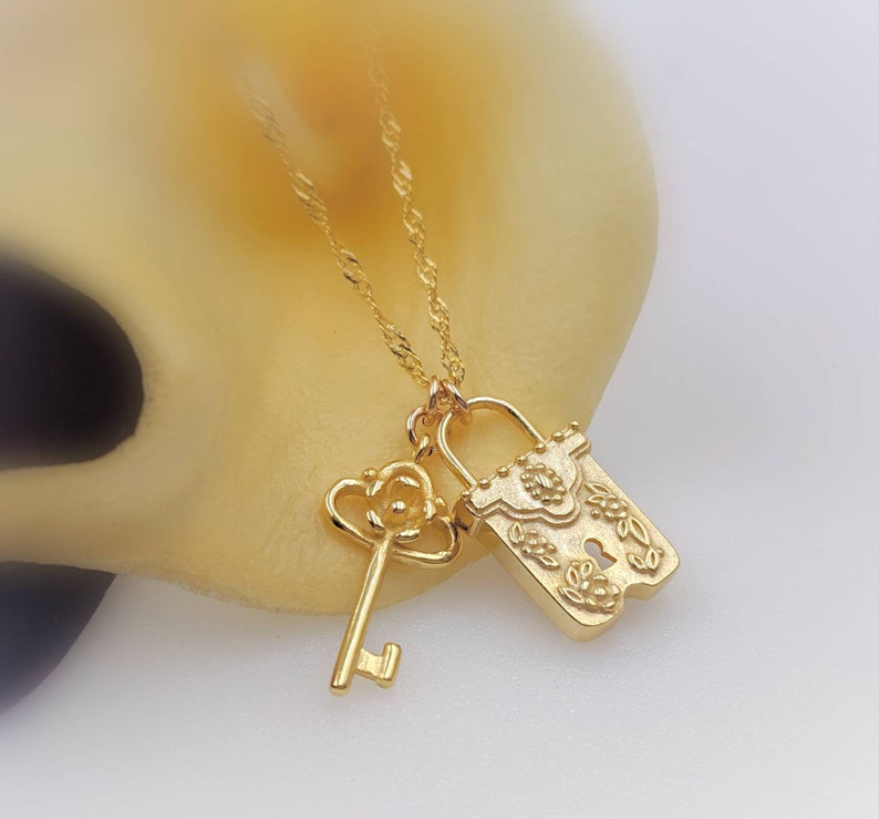 Gold Victorian Lock and Key Necklace 925 Lock & Key Necklace Etsy