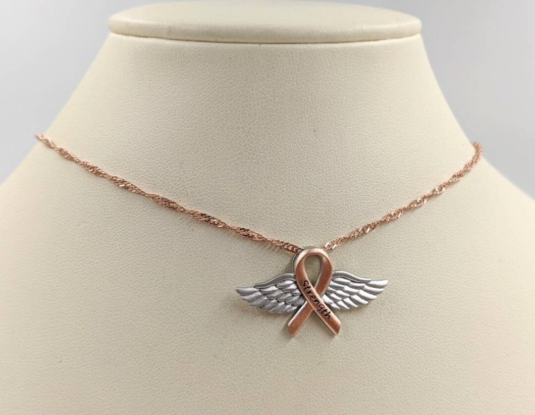 Cancer Awareness Ribbon With Angel Wings; 925 Sterling Silver Cancer ...