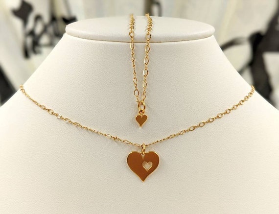 14K Gold Filled Necklace with Colorful Heart Pendant