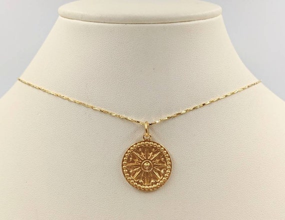 Gold Compass Necklace 925 Compass Gold Plated Sterling Silver