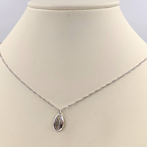 Silver Cowrie Shell; Puka Shell Necklace; Puka Shell Pendant; Cowrie Shell & 925 Necklace; Necklace with Cowrie Shell, Infinity Close