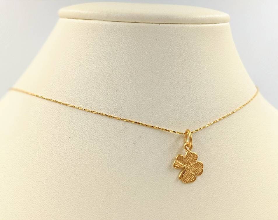 Small Clover Necklace; 925 Gold Clover Necklace; Sterling