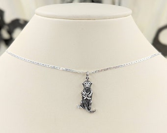 Sterling 925 Otter Necklace; Otter Pendant; Swimming Otter; Otter Lying on Back Necklace with Sterling Silver Infinity Chain, Infinity Close