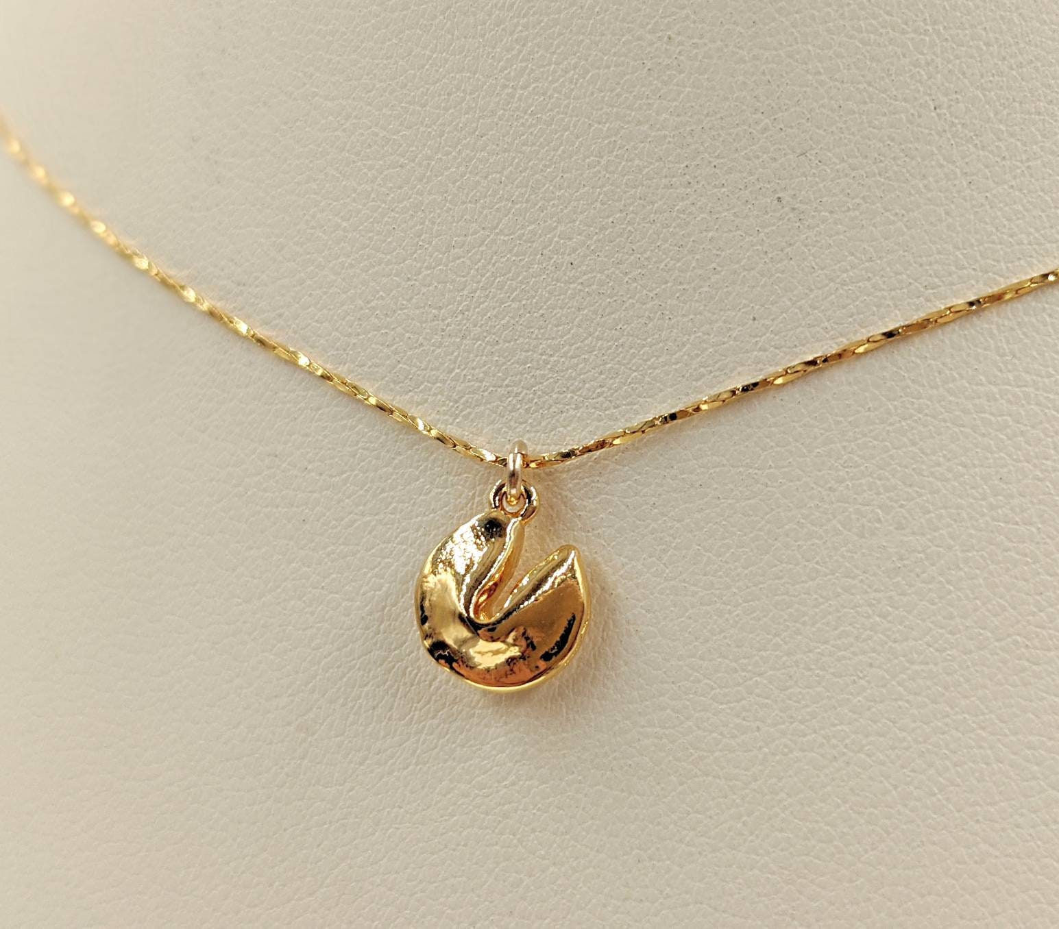 Small Fortune Cookie Necklace Sterling Silver & Gold Fortune Etsy