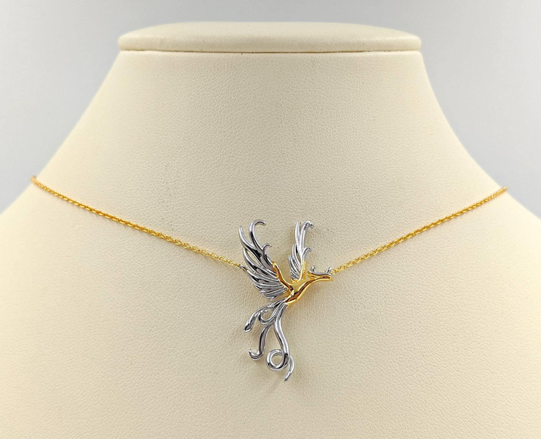 Phoenix Rising Ring Gold Two Tone Phoenix Rising Necklace, 925 Silver and Gold Phoenix Rising ...