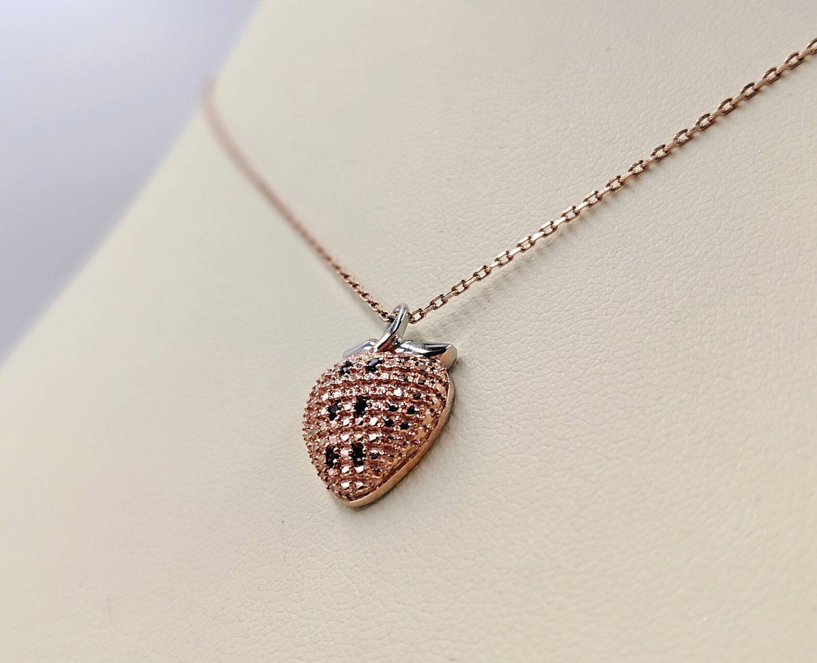 Diamond & Rose Gold Strawberry Necklace 925 and Diamond Berry Etsy