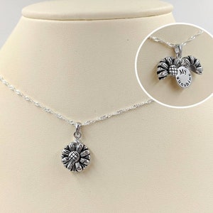 Hidden Message You Are My Sunshine Sunflower Necklace; You Are My Sunshine Sunflower Locket Message; 925 Sunshine Necklace, Infinity Close