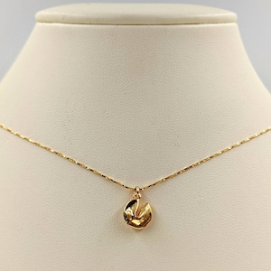 Small Fortune Cookie Necklace; Sterling Silver & Gold Fortune Cookie Necklace; Gold Chinese Fortune Cookie; Folded Cookie, Infinity Close