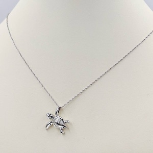 Sea Turtle Necklace; Turtle Jewelry;925 Sterling Silver Chain Necklace w Hanging Sea Turtle and Sterling Infinity Close, Easy On & Free Ship