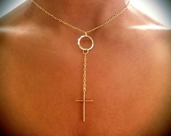 Cross Drop Necklace - Etsy