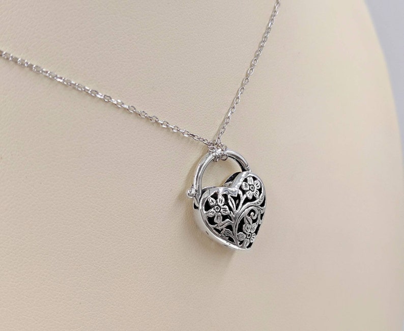 925 Heart Padlock Necklace Silver Lock Pendant Key to My Etsy