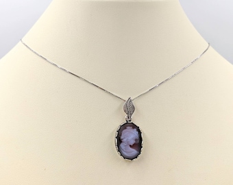 Cameo Necklace; Genuine Red Agate Cameo Necklace w 925 Sterling Setting and Chain; Cameo Jewelry; Red Lady Cameo Necklace; Infinity Close